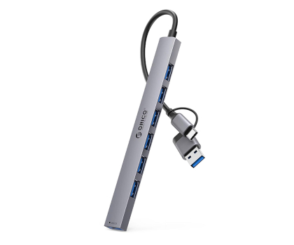 Hub USB Orico USB-A/USB-C - 1x USB-A 3.0, 6x USB-A 2.0 - szary